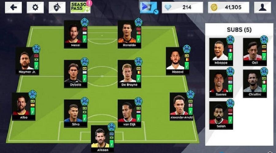 Đội hình mạnh nhất Dream League Soccer 2021 không thể thiếu 4-4-2